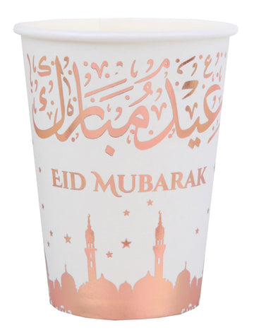 10 rozéarany Eid Mubarak kartonpohár, 27 cl, Eidre