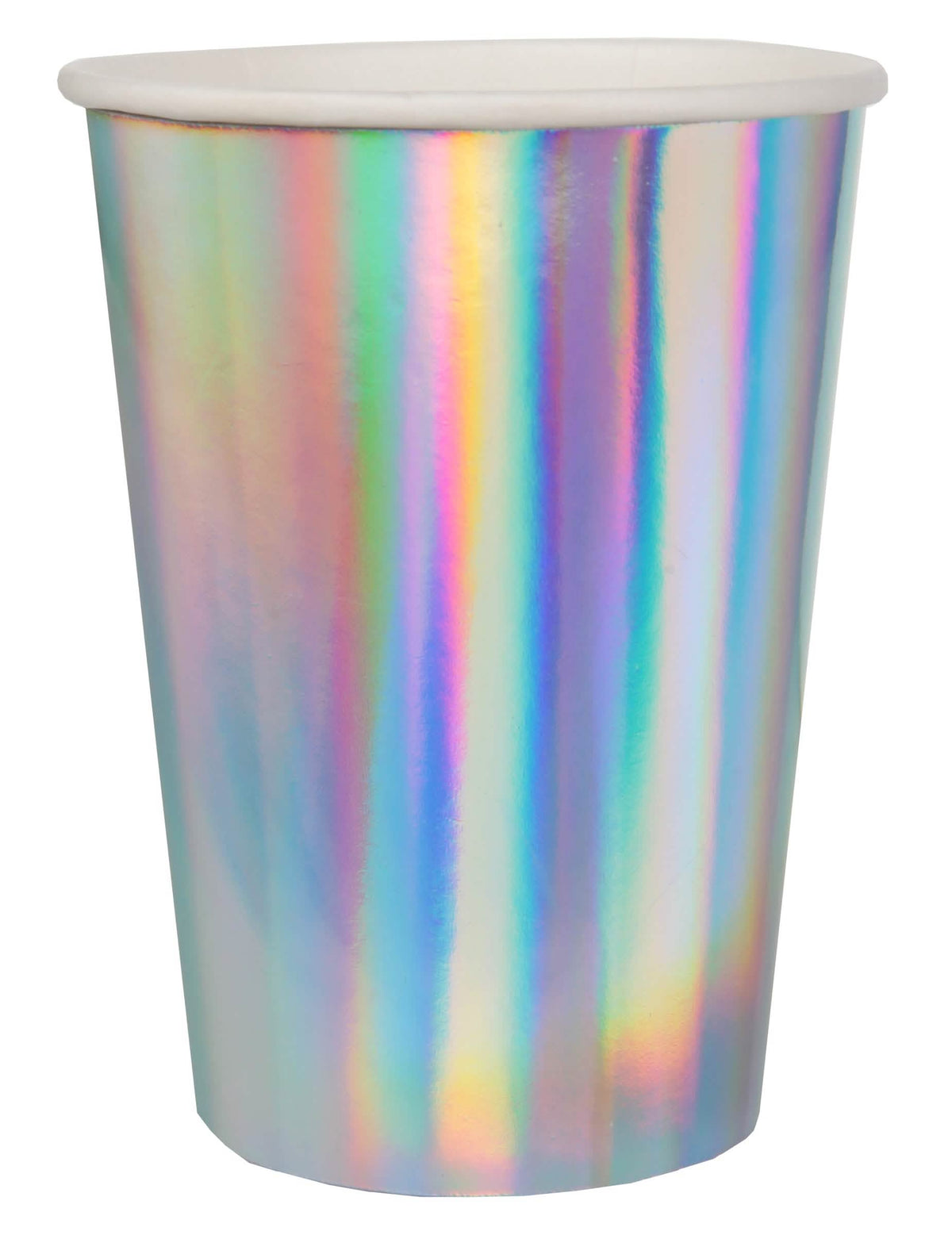 Irizáló kartonpoharak ünnepségre, ezüst holografikusak