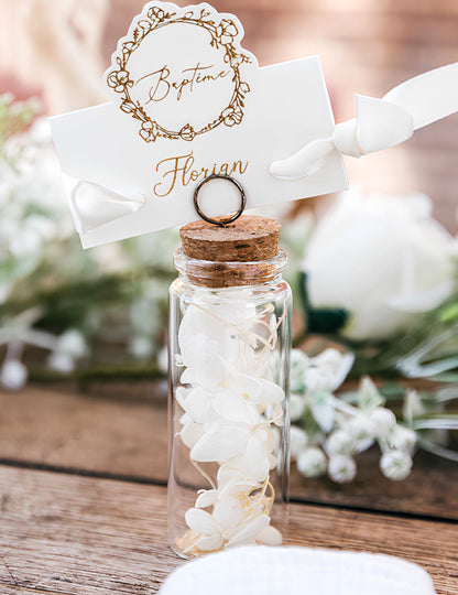 10 papír keresztelői üdvözlőkártya, 8 x 6,5 cm cm arany virágmintás