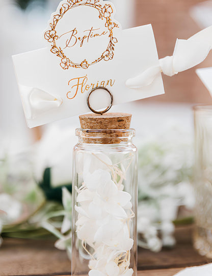 10 papír keresztelői üdvözlőkártya, 8 x 6,5 cm cm arany virágmintás