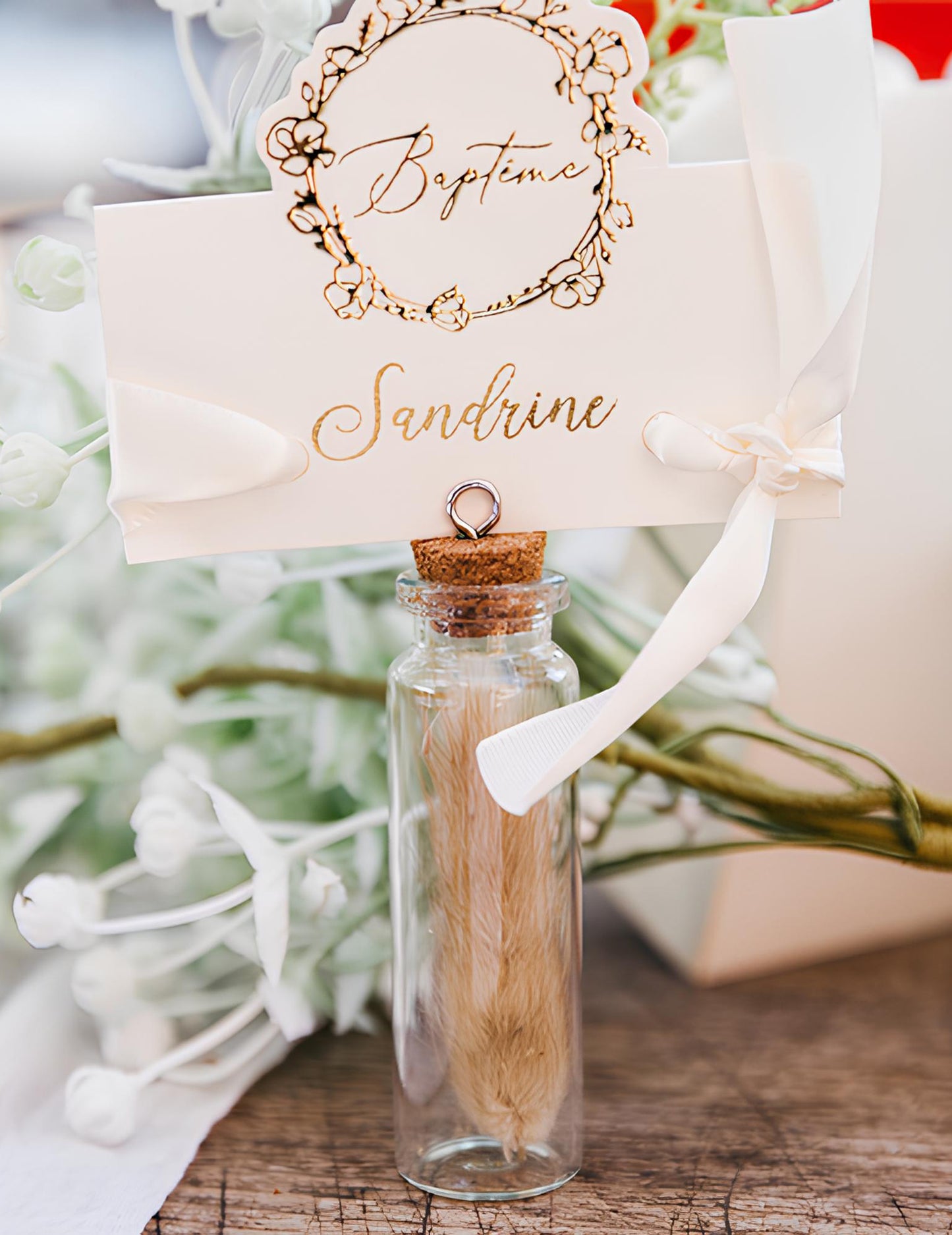 10 papír keresztelői üdvözlőkártya, 8 x 6,5 cm cm arany virágmintás