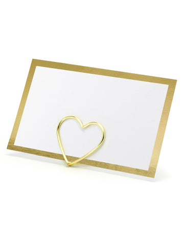 10 fehér és arany színű ültetőkártya, 9,5 x 5,5 cm cm arany szegéllyel