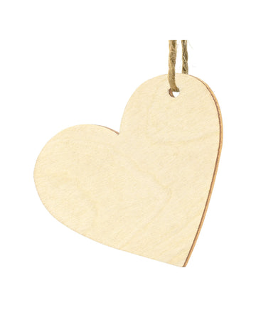 10 db szív alakú, fából készült ültetőkártya (6 x 5 cm) cm zsinórral