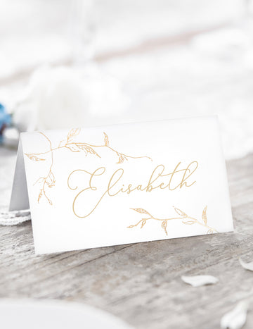 10 db kartonból készült ültetőkártya arany ágakkal, 9,5 x 5,5 cm cm esküvőre
