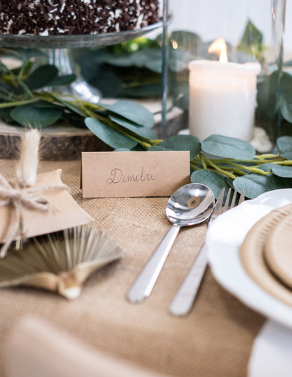 10 db kraftpapír ültetőkártya 9,5 x 4 cm esküvőre