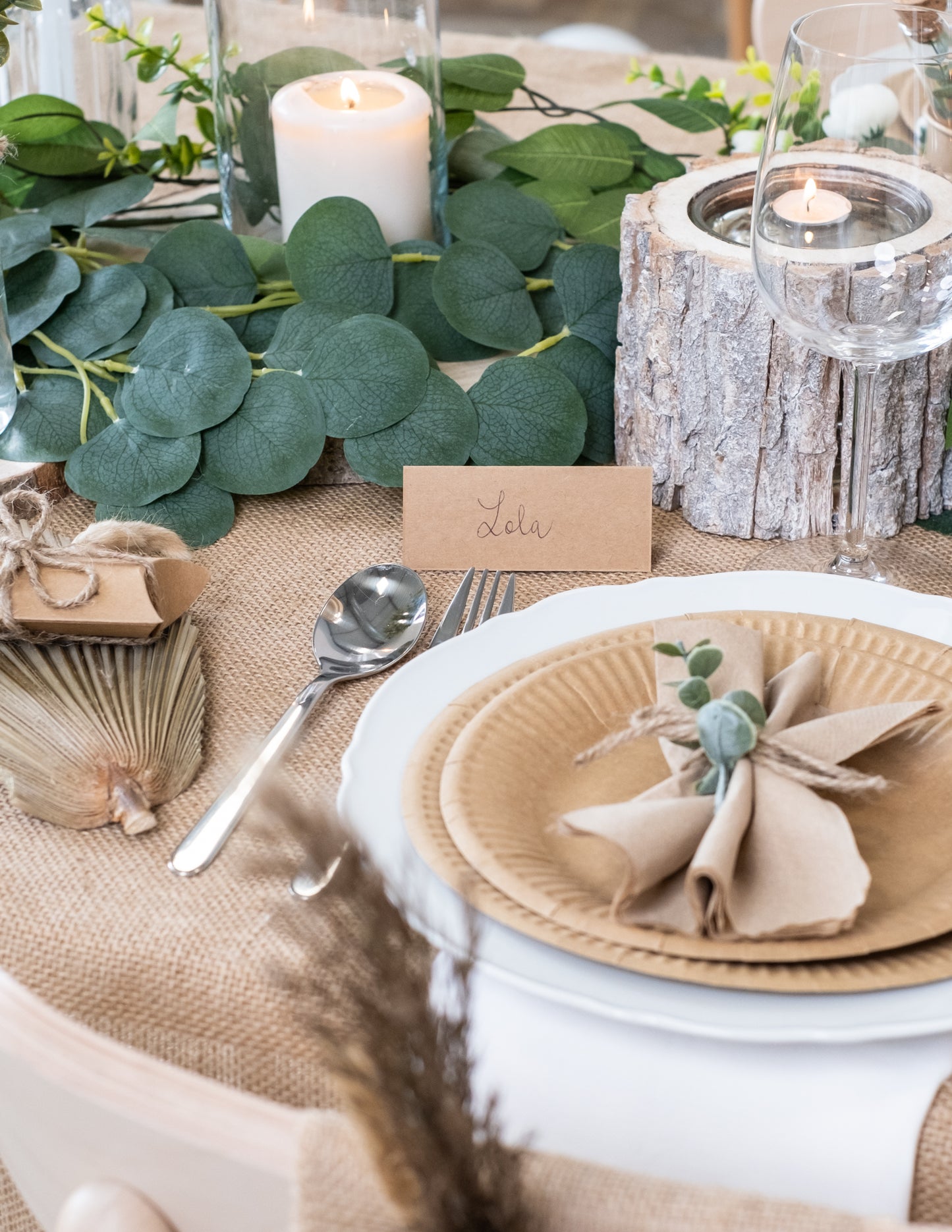 10 db kraftpapír ültetőkártya 9,5 x 4 cm esküvőre