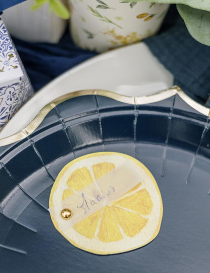 10 db sárga papír ültetőkártya citromszelet alakúra