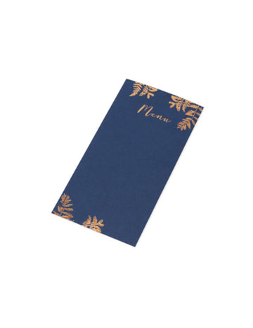 Menu fougères pour mariage bleu marine et cuivre