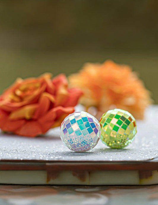 10 db irizáló, többszínű mini diszkógömb 4 cm