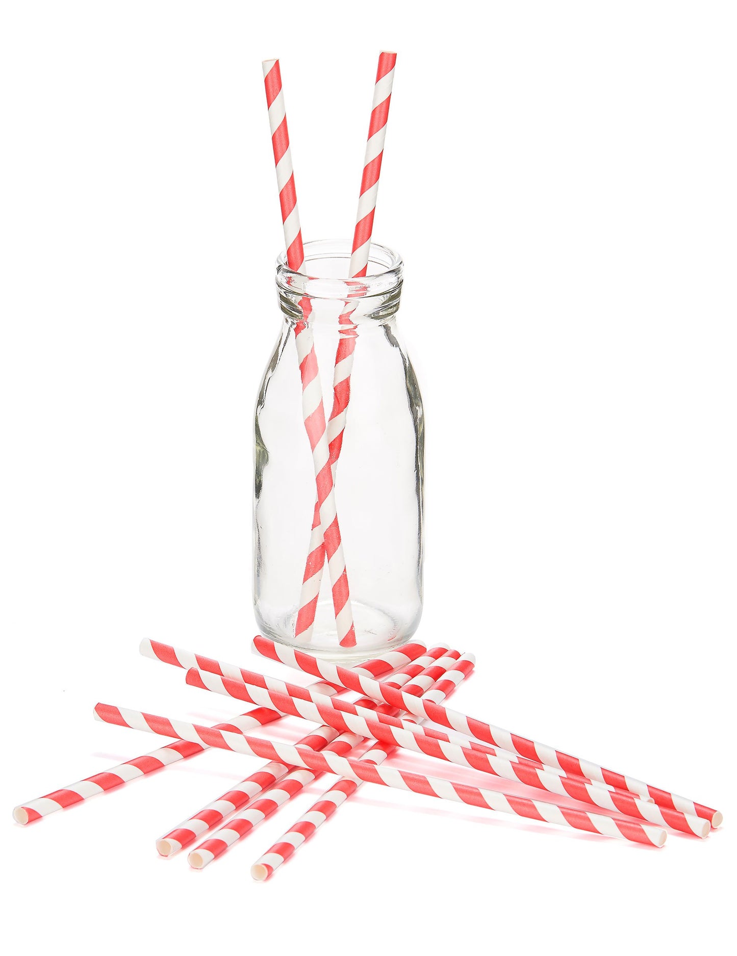 10 kartonszalma piros és fehér csíkokkal 19,5 cm