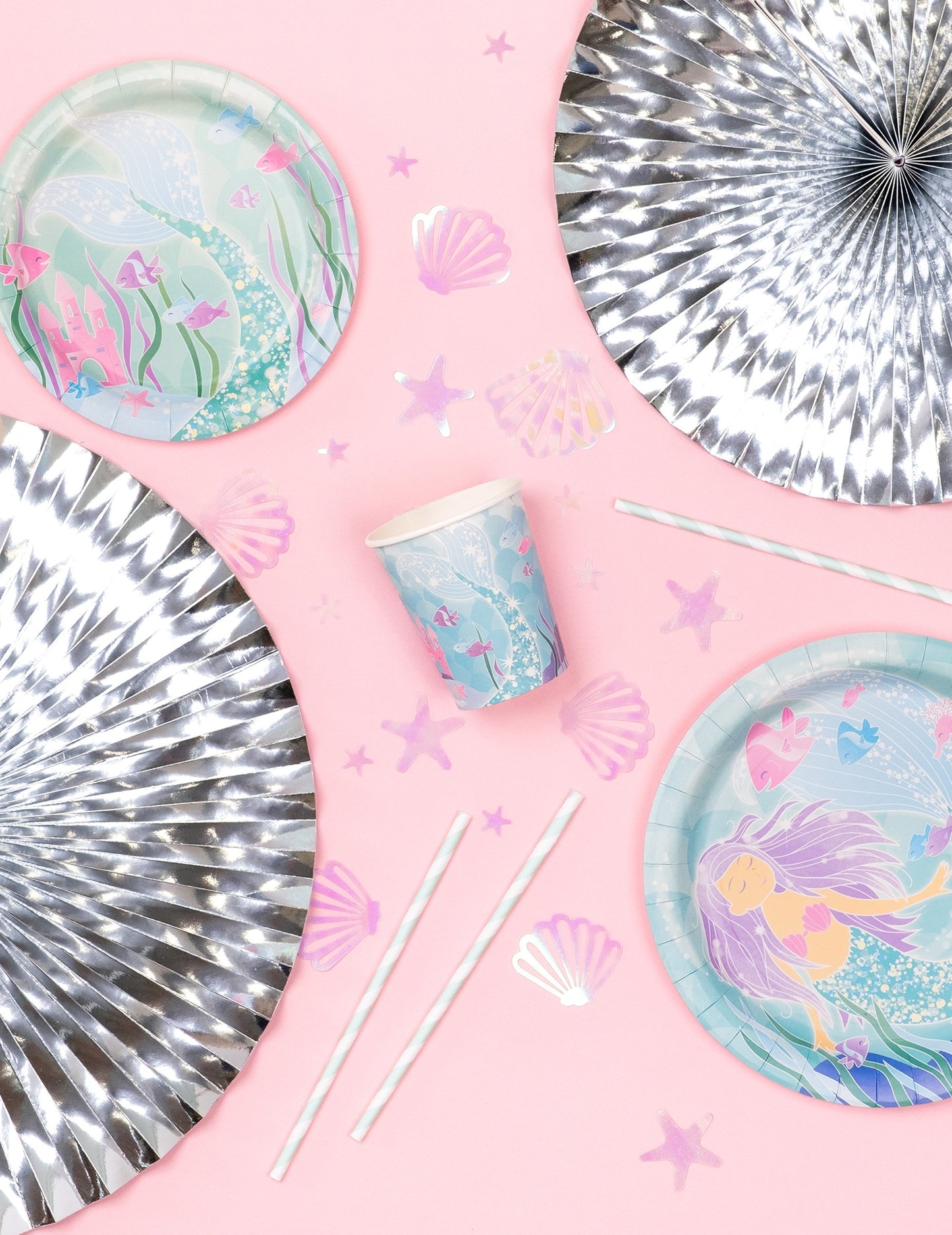 10 pailles en carton rayées blanches et menthe 19,5 cm pour fête