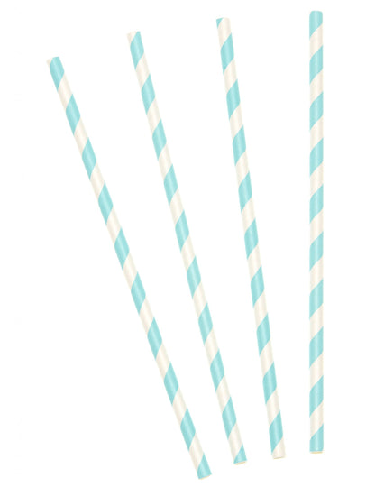 10 pasztell kék csíkos karton szalma 19,5 cm