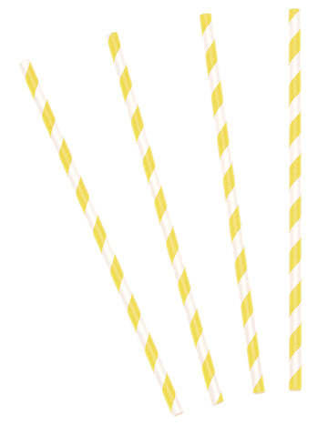 10 sárga csíkos karton szívószál 19.5 cm koktélokhoz