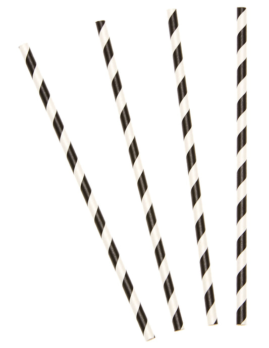 Pailles en carton rayées noires et blanches