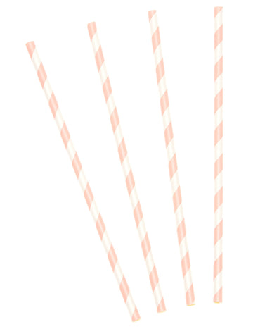10 darab rózsaszín csíkos papír szívószál, 19,5 cm cm hideg italokhoz 