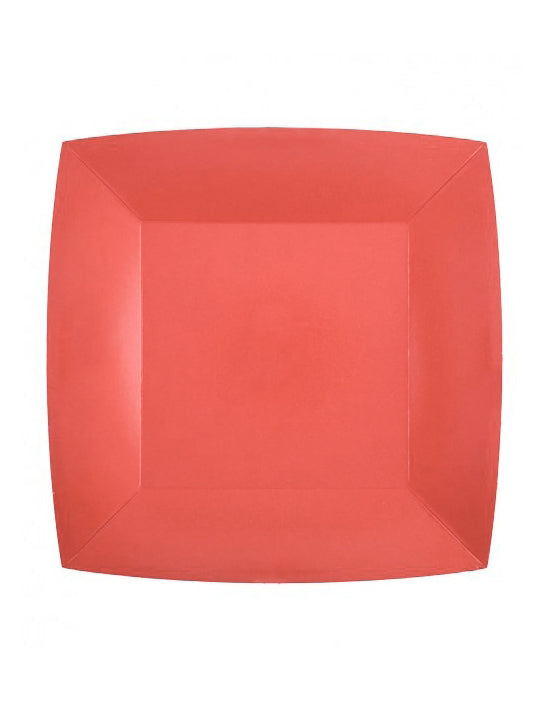10 db kis négyzet alakú piros kartontányér 18 cm desszertnek