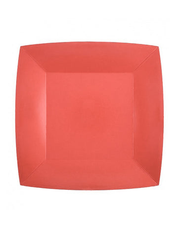 10 db kis négyzet alakú piros kartontányér 18 cm desszertnek