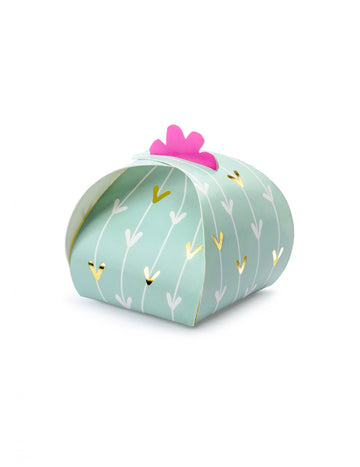 10 kartondoboz, kaktusz menta, 6 x 6 cm fukszia és arany