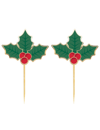 10 karácsonyi koktélpálcika fából cm