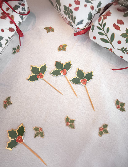 10 karácsonyi koktélpálcika fából cm