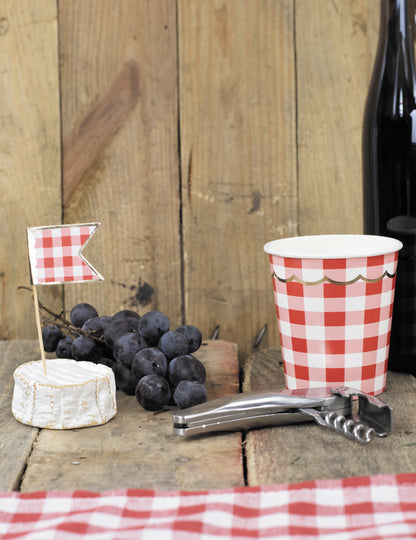 10 Vichy koktélválogatás 10 cm piros és fehér