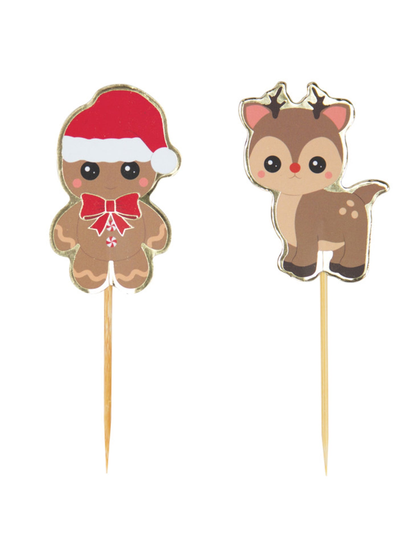 10 db fa karácsonyi rénszarvas és mézeskalács koktélpiszkáló