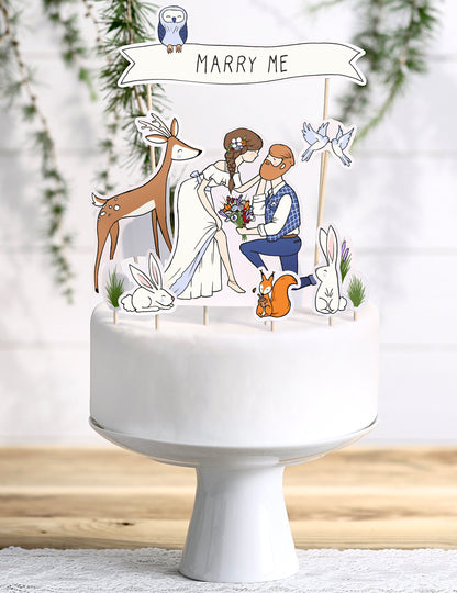 10 db natúr esküvői tortadísz, 7,3 cm, rusztikus díszítéssel