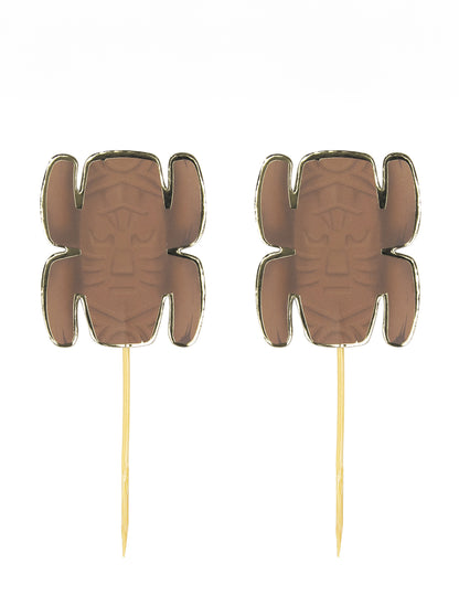 Pics en bois totem aventurier marron