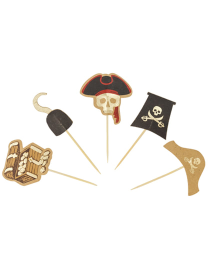 Pics recto verso pirate pour fête marron et noir à motifs variés