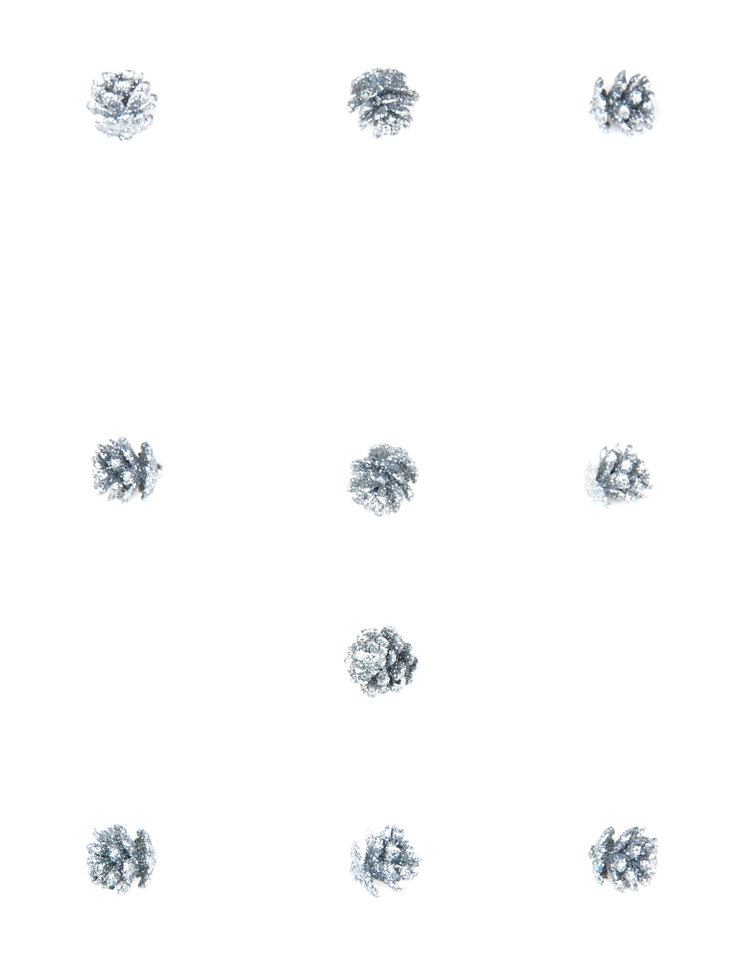 10 ezüst csillámos mini toboz, 2 cm karácsonyi dekorációhoz 