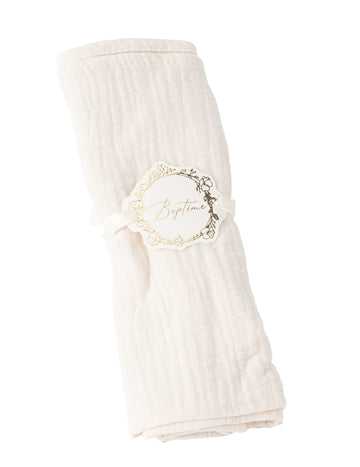 10 db krémszínű és aranyfehér papírból készült keresztelő szalvétagyűrű