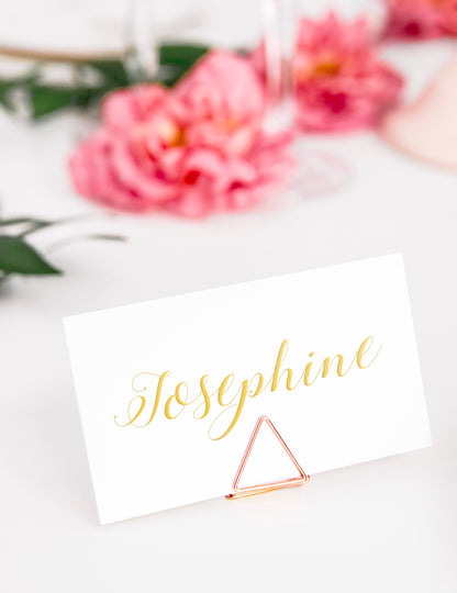 10 db rozéarany háromszög alakú helyjelölő tartó 2.3 cm fém
