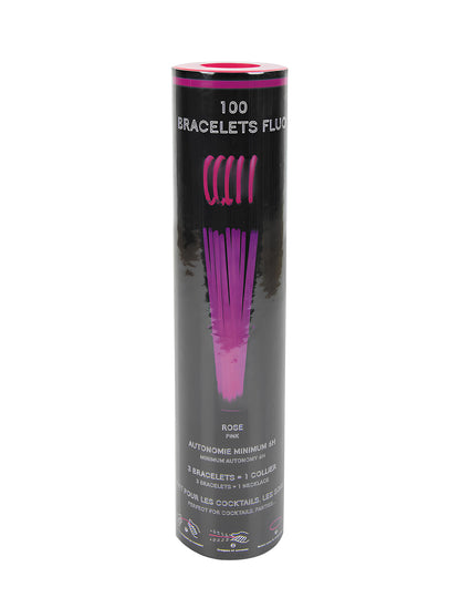 Tube de rangement des bracelets phosphorescents roses lot de 100