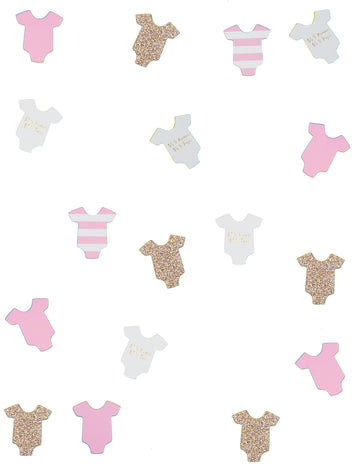 100 db rózsaszín baba body asztali konfetti 3 cm csillogó és csíkos