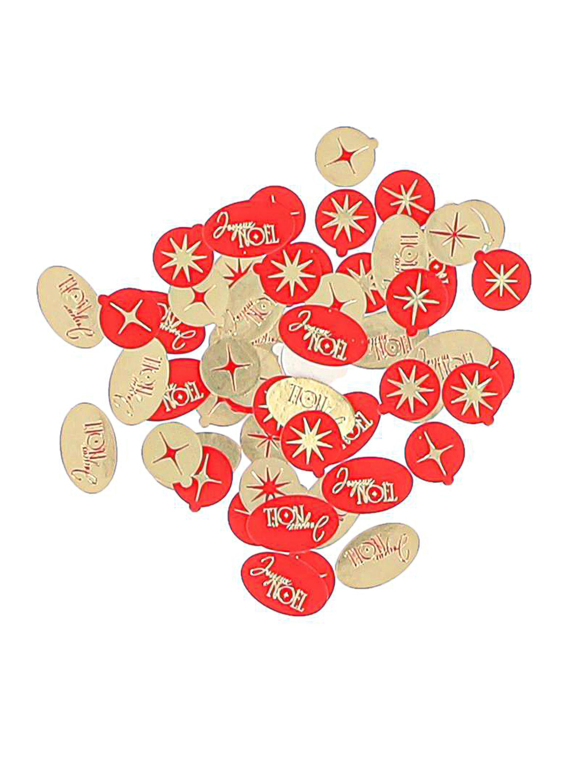 100 confettis Joyeux Noël L'Intemporel rouge et or de 1 à 2 cm