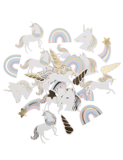100 confettis licorne pastel et or 3,5 à 5,5 cm pour table