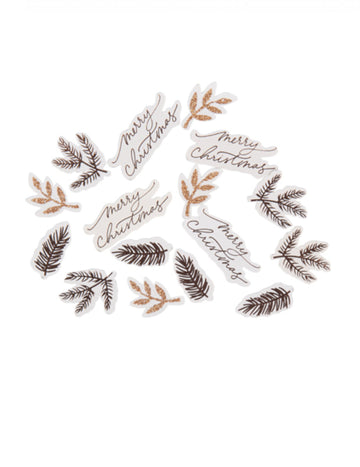 100 db Merry Christmas pirosító konfetti rozé arany és barna színben