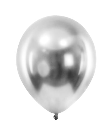 100 db mini ezüst metál latex lufi, 13 cm-es, parti dekorációhoz