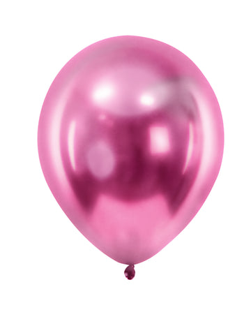 100 db mini metál fukszia latex lufi, 13 cm, partikra