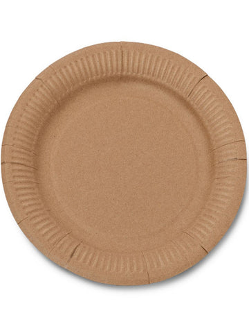 Assiettes en carton kraft pour fête marron naturel