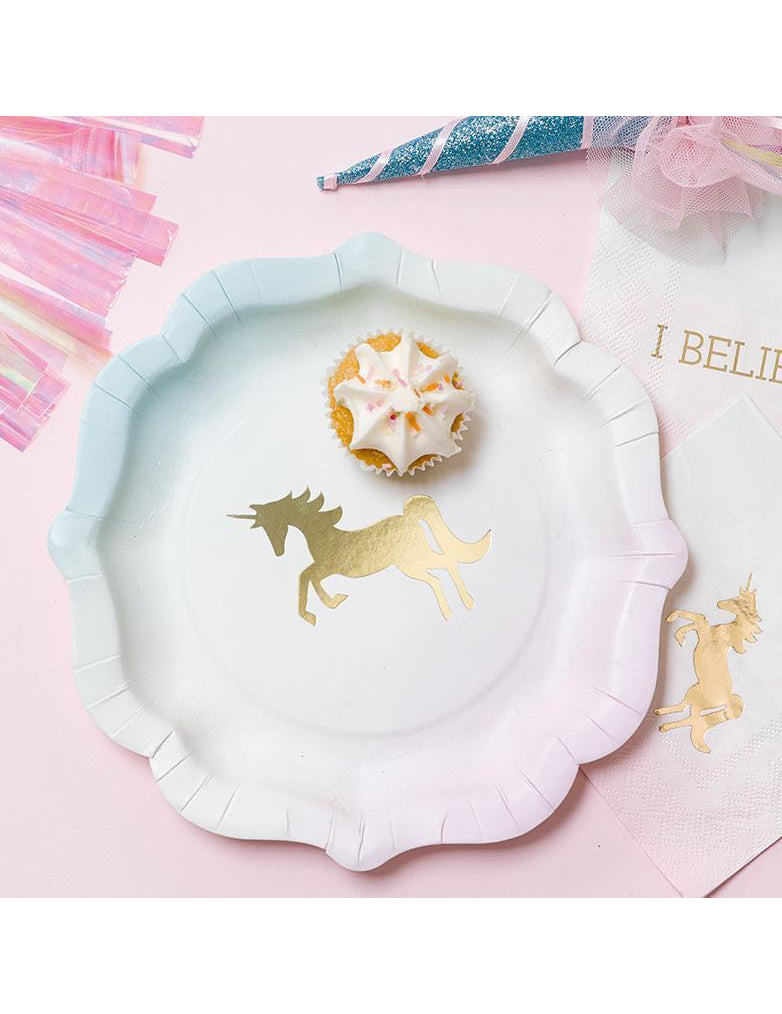 12 unikornisos papírtányér, 21 cm 