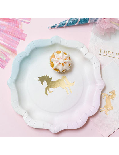 12 unikornisos papírtányér, 21 cm 