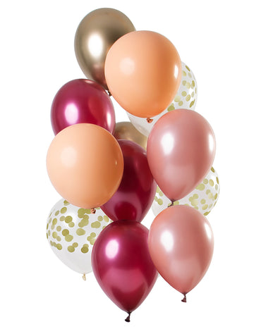 12 Ruby és arany latex léggömb 33 cm