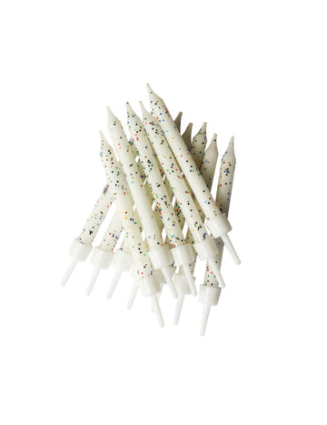 12 fehér csillámos gyertya 7.5 cm születésnapi tortához