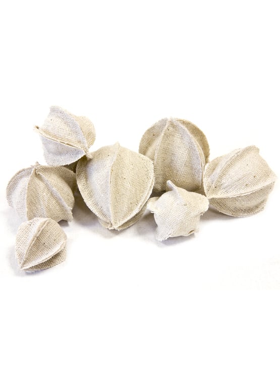 12 természetes lenvászon physalis dekoráció 3-tól 5-ig cm 