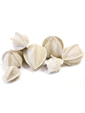 12 természetes lenvászon physalis dekoráció 3-tól 5-ig cm 