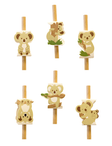 12 koala papír szívószál dekoráció 3.5 cm