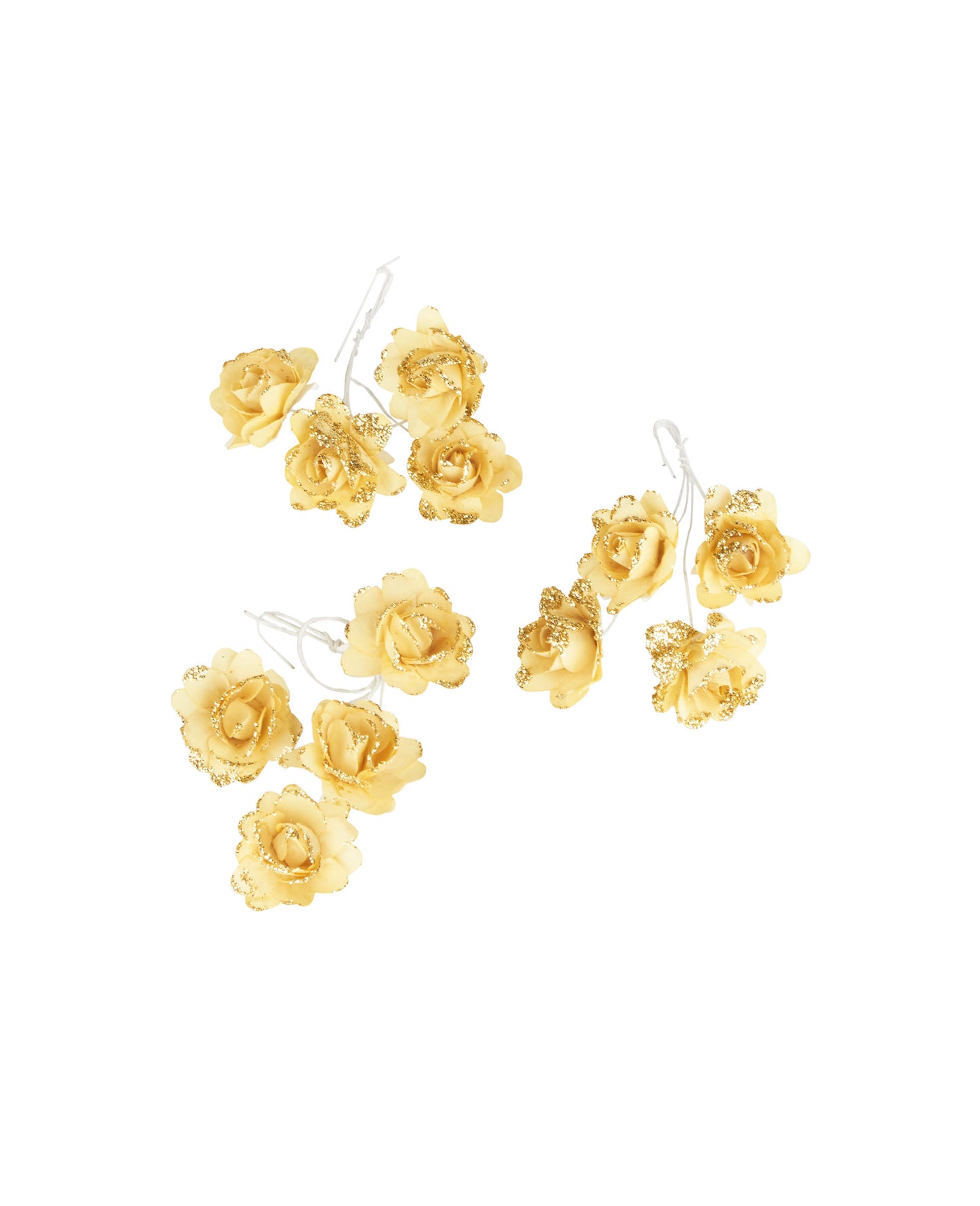 12 db arany csillámos papírvirág 9 cm rugalmas szárakkal
