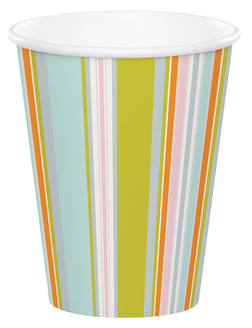8 db többszínű, csíkos, dzsungel témájú kartonpohár, 256 ml, születésnapra