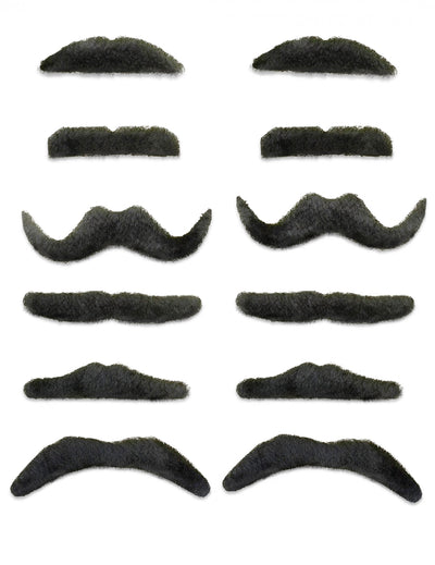 Lot de 12 moustaches noires de styles variés